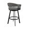 Armen Living Bronson 25" Counter Height Swivel Bar Stool in Black Finish and Gray Faux Leather 721535761883 - alternate 3